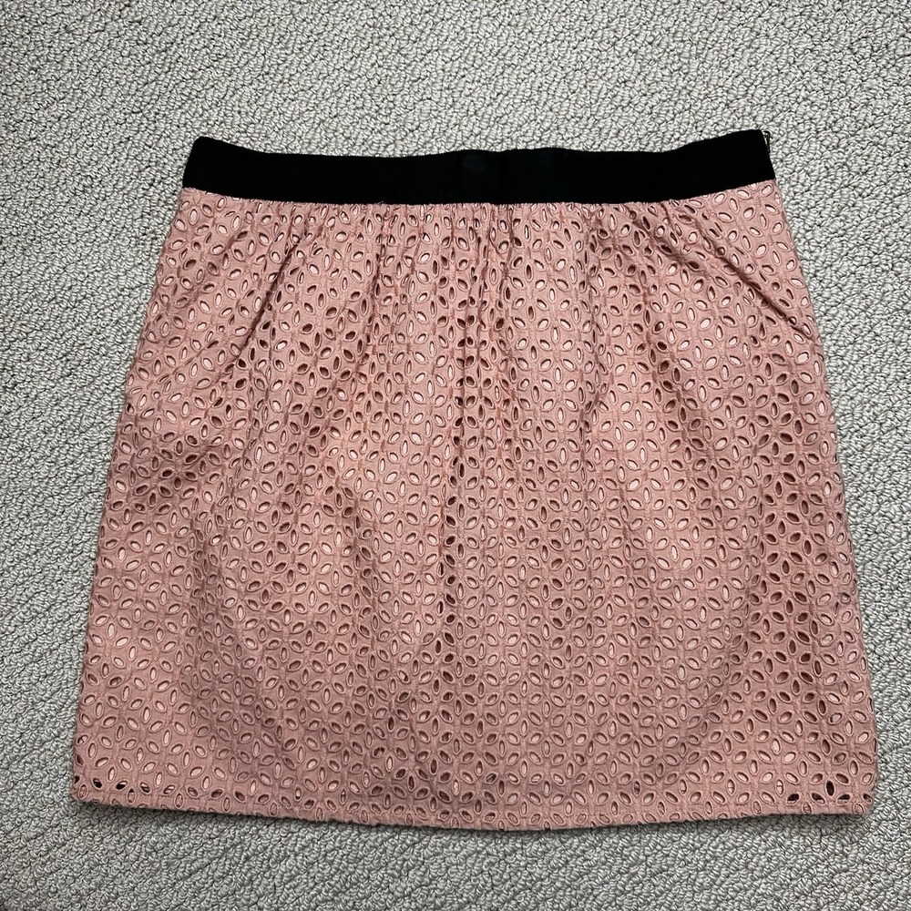 Ann Taylor Loft‎ Pink & Black Eyelet Lace Skirt Women's 10 Side Zip Short